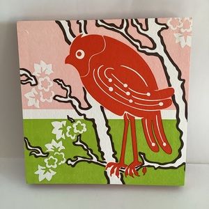Printed and framed red bird on branches. NWT
